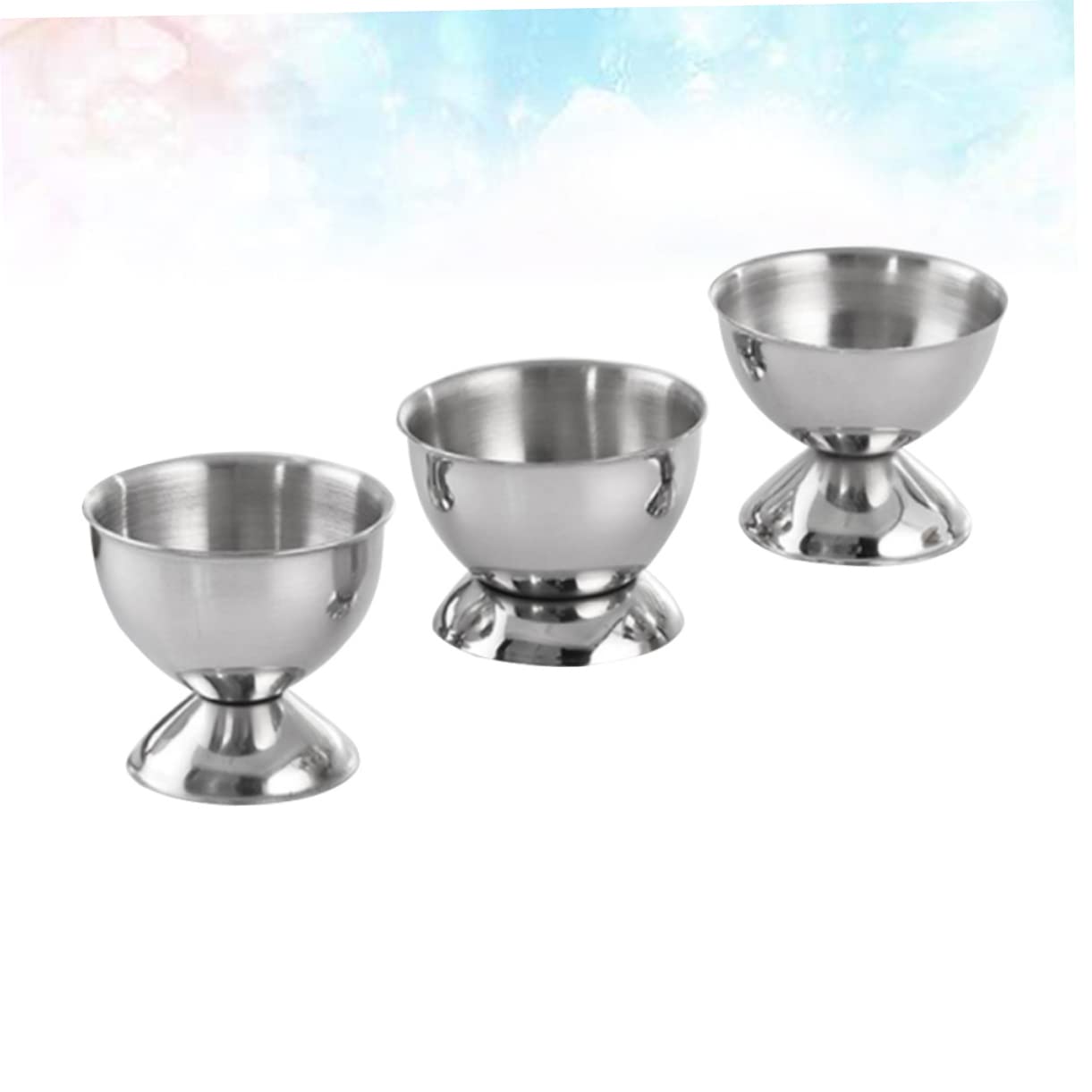 HOLIDYOYO 3pcs Egg Tray Stainless Steel Egg Rack Creative Egg Cup Egg Holder Silver