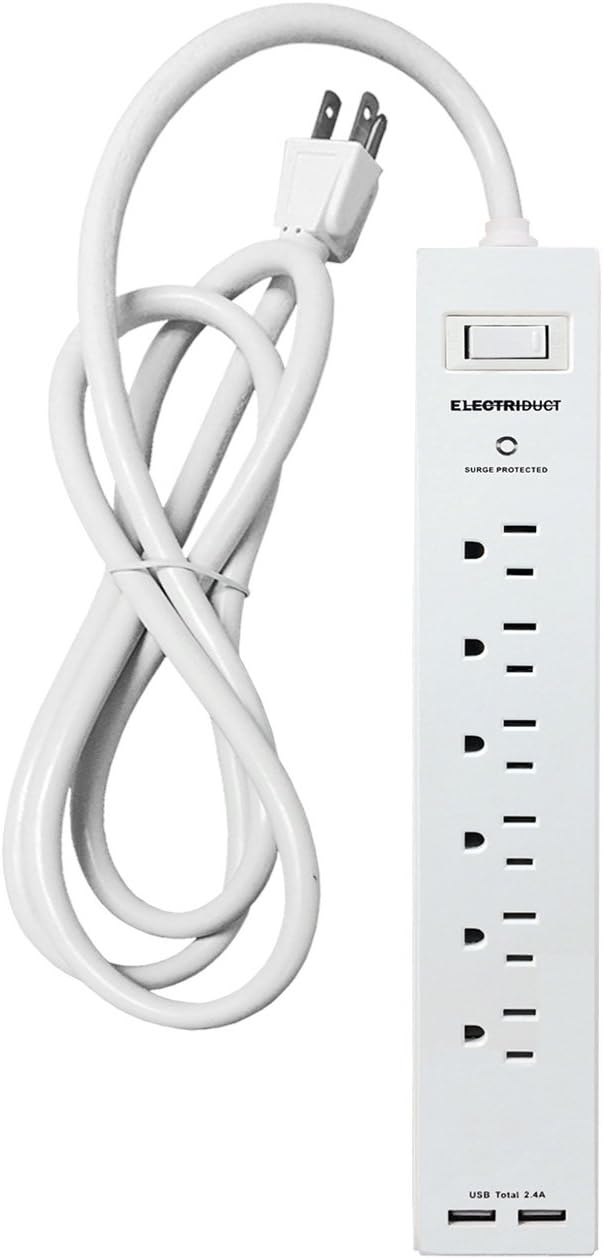 3-Outlet Surge Protector with 2 USB Ports 2.4A Wall Charger - Black