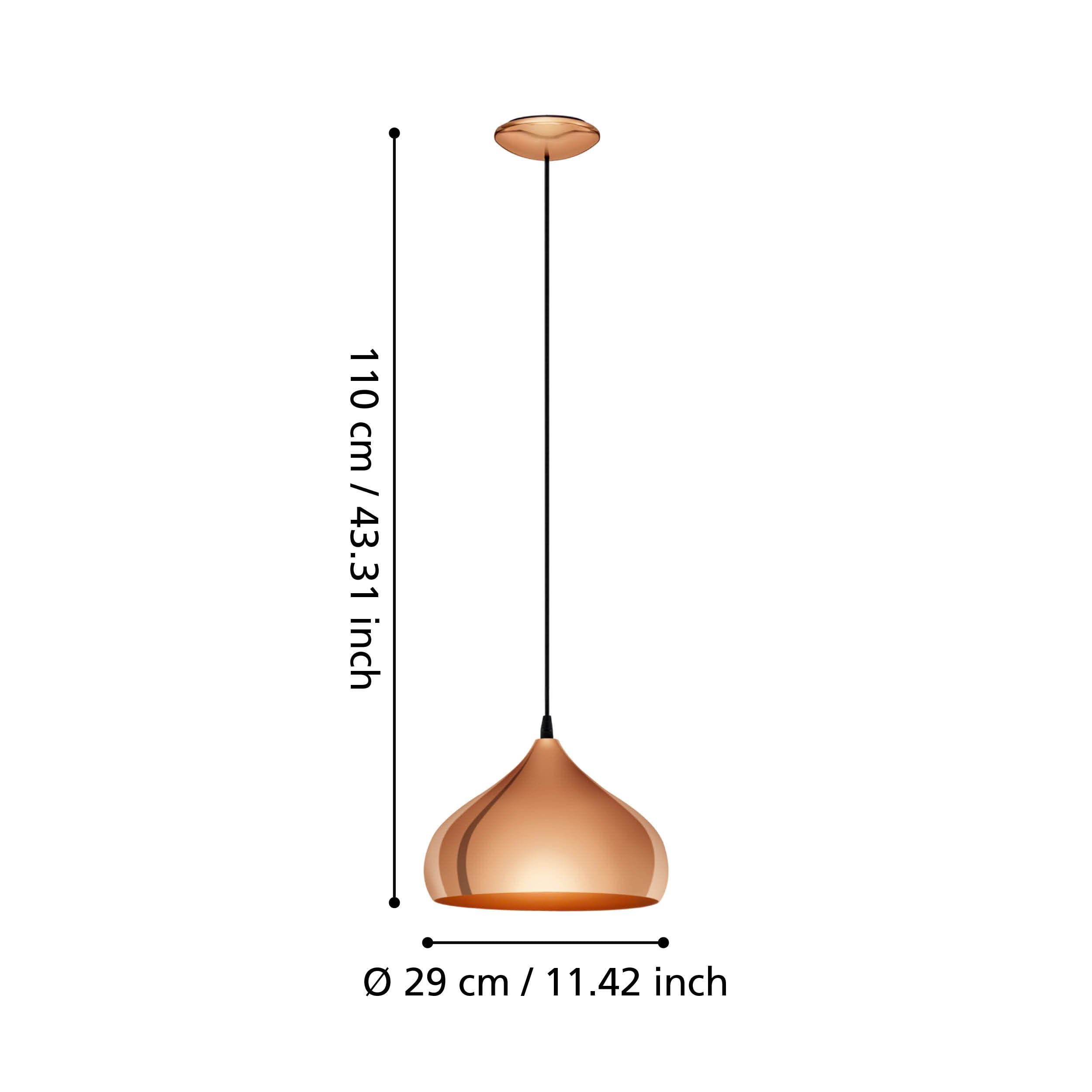 Eglo Lámpara colgante Hapton, lámpara suspendida estilo industrial vintage | de metal en cobre, lámpara para mesa de comedor y salón con casquillo E27, Ø 29 cm