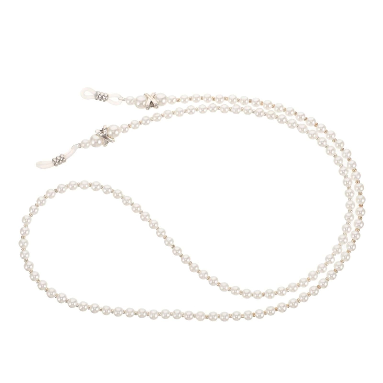 Lnqkjxiia Women's Wei� Beaded Eyeglass Chain For Imitation Pearl Glasses Straps For Daily Use, Travel & Social Events