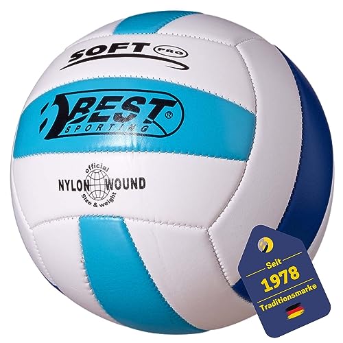BEST SPORTING Volleyball Größe 5, weiß/hellblau/blau