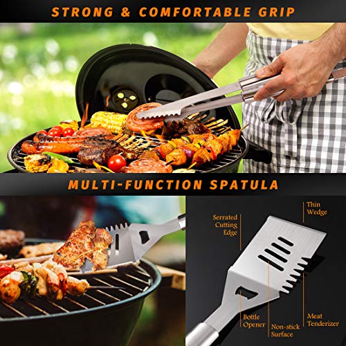 OlarHike BBQ Grill Accessories Set for Men, 22PCS Grilling Accessories Set, Stainless Steel BBQ Tools Gift Utensil with Spatula, Tongs, Skewers for Barbecue, Camping, Kitchen
