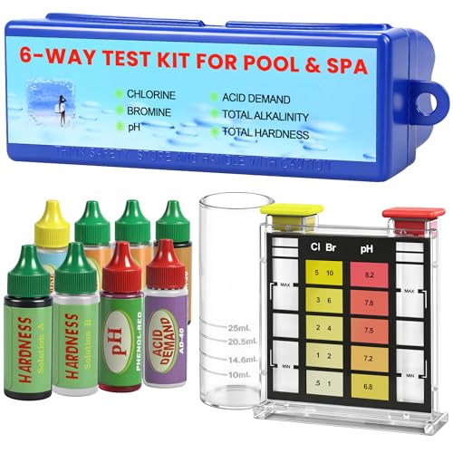 PRAXXIS 6-Way Pool Water Testing Kit, Pool Test Kit for Inground Above Ground Pool, Pool Water...