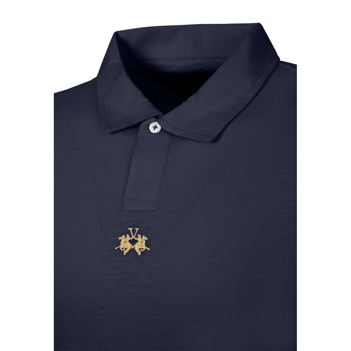 La Martina - Polo de Punto de Corte Regular, Blanco Óptico, Man