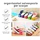 LM BOOM Schuhregal, platzsparend, verstellbar, mehrfarbig (10 Stück) – Schuh-Organizer aus Kunststoff, 4 Höhen, rutschfest, für Schuhschrank, Schrank, Zuhause – Universal-Slots