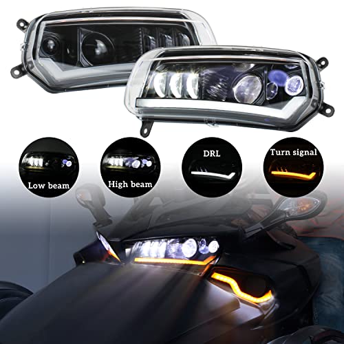 Ldetxy Led Headlight Assembly For Can-Am Spyder F3, Led Head Lamps Front Lights With Drl Turn Signal Lights For Can Am Spyder F3 All Models Accessories (2Pcs) #TOP10
