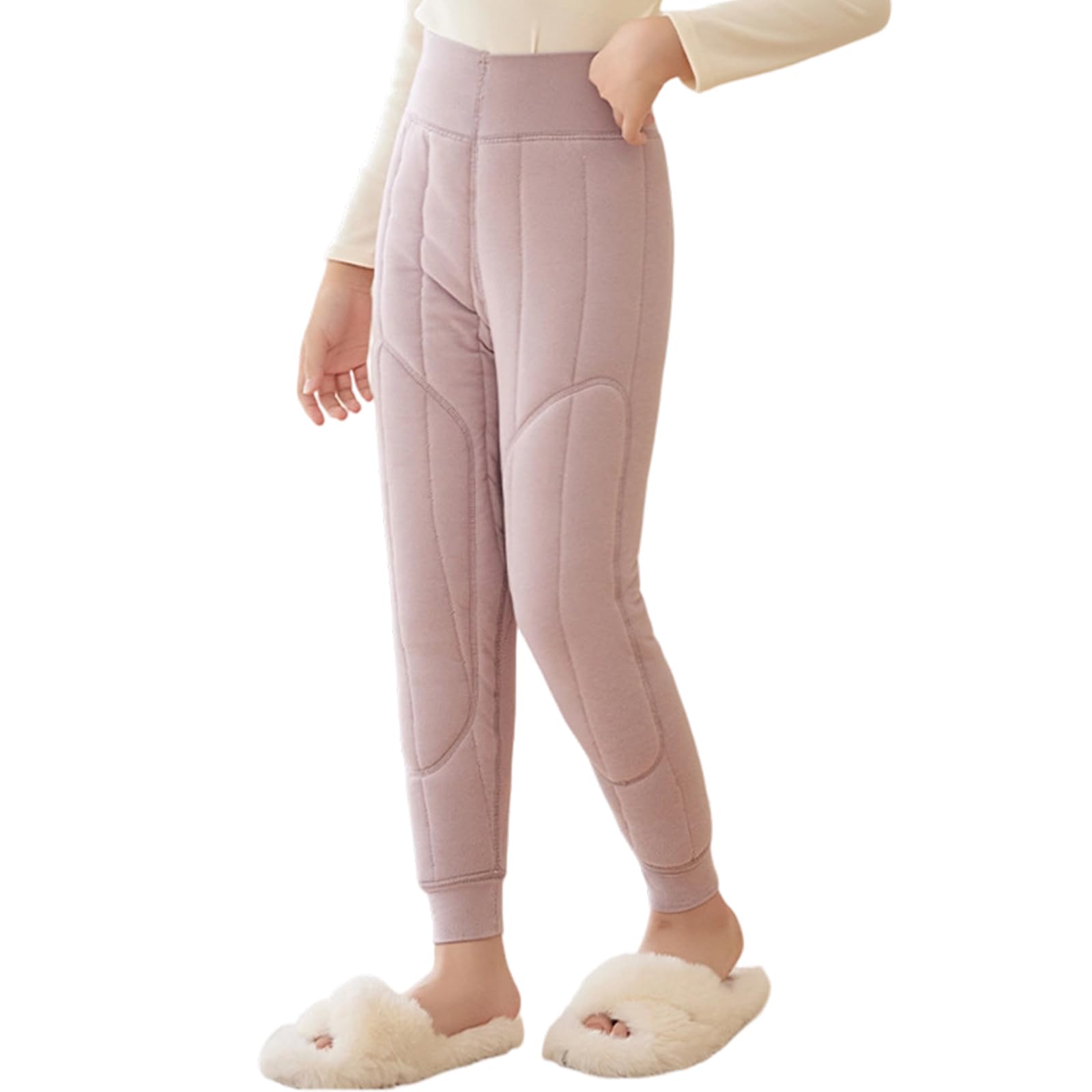 Leggings termici invernali per bambini, foderati in morbido pile, per pattinaggio su ghiaccio, neve, giochi invernali termici