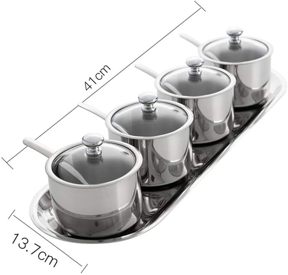 barattoli di sapore, Set di 3 contenitori for condimenti in acciaio inossidabile con(4 Jars)
