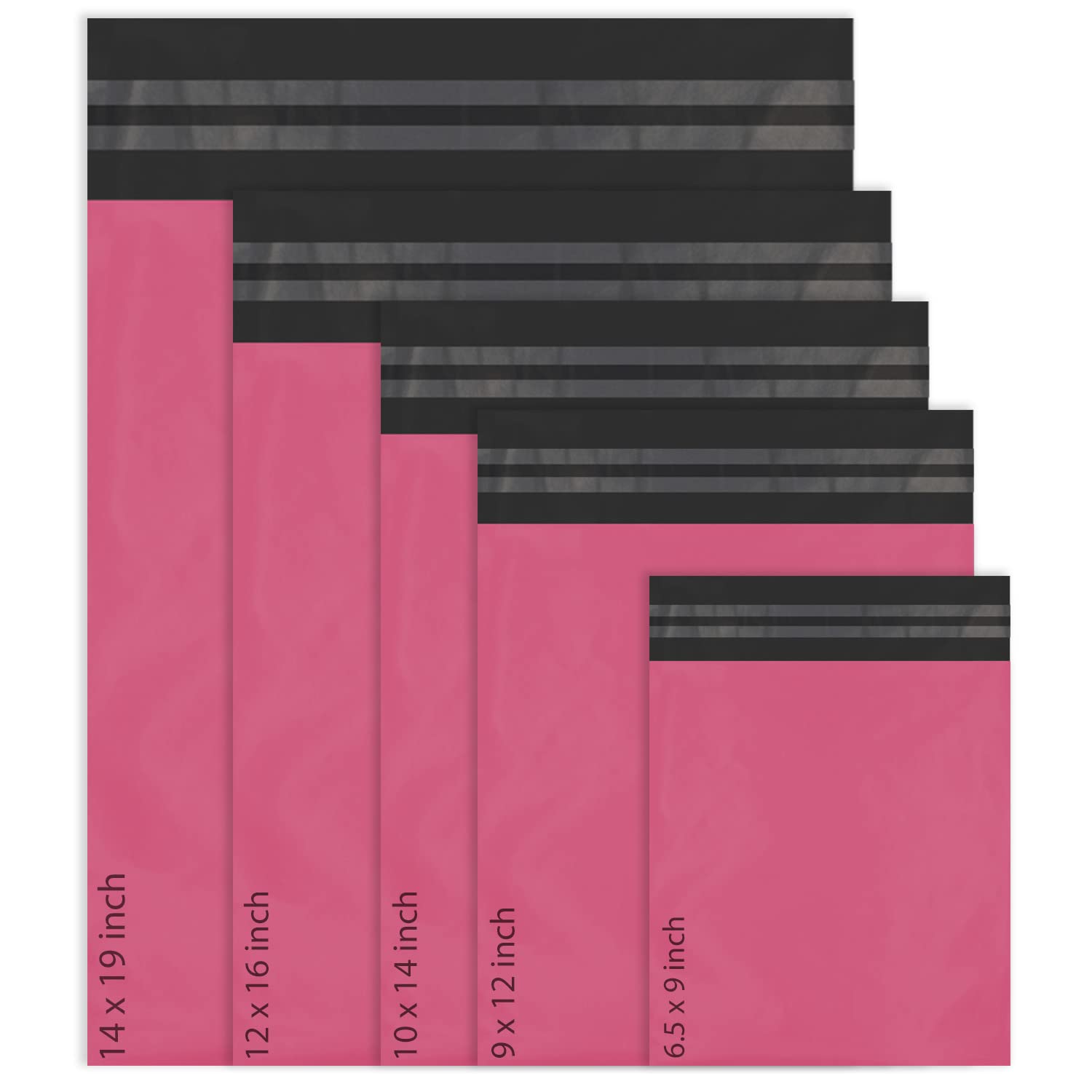 50 Mixed Mailing Poly Postal Self Seal Bags 5 Sizes 10 from Each Red Ember Small to Large Mailing Bags Postage Packaging Assorted Mailers Posting Shipping Post Parcels Package Bags (Pink)