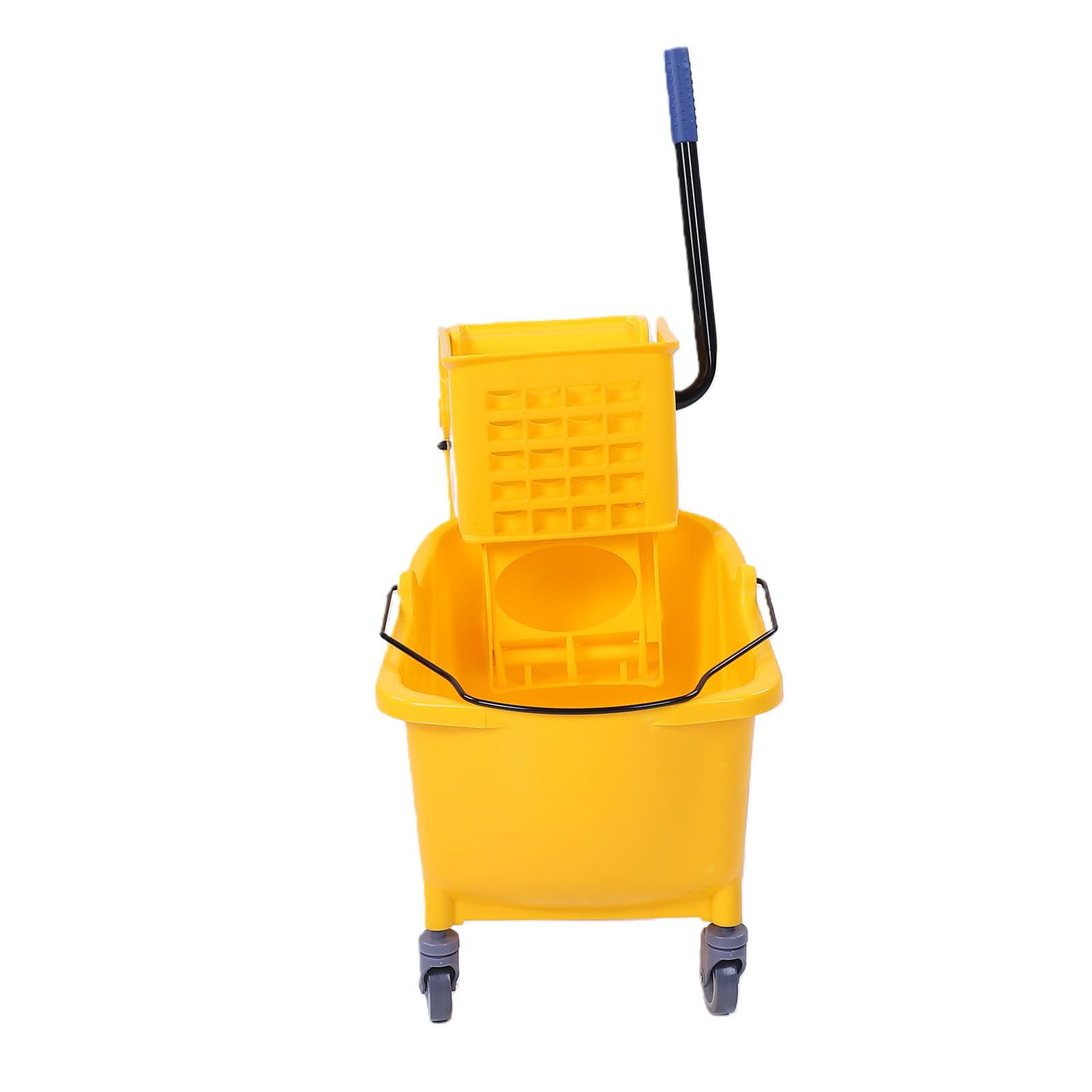 Cubo para Fregona Comercial de 32 litros, Cubo para Fregona Industrial con Ruedas y Asa, para para Limpieza de Pisos con Escurridor Lateral para Restaurante,