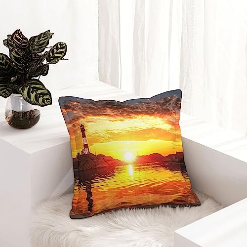 Housse de coussin en cuir phare de mer 50x50 cm rustique chic - 7