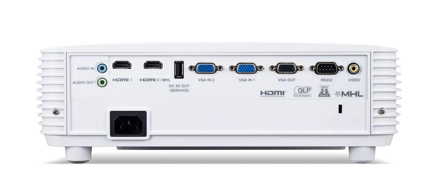 ACER Projektor P1555 (Full HD 1920 x 1080, kontrast: 10 000:1, 4000 ANSI lumenów, HDMI/MHL, VGA, Composite Audio RS232), biały