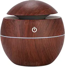 Umidificador de Ar Difusor de Aromas Ultrassônico 130ml - Óleos Essenciais, Luz LED, Bivolt - Silencioso e Portátil para Casa e Escritório (Madeira Escuro)