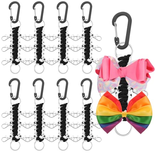 Berlune 10 Pcs Cheer Bow Holder for Backpack Paracord Keychain Cheer Bow Keychain for High School Cheerleading Teen Girls (Black,White)