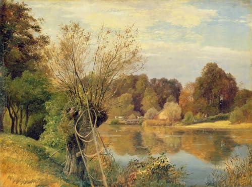 WYKUJMYTO Berühmte Gemälde Moderne Kunstdrucke Bild Druck Auf Leinwand An der Mühle von Adolf Vollmer Poster Kunstwerke für Wohnzimmer Dekoration 60x90cm