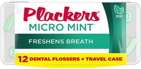 Plackers Micro Mint Flossers Travel Case, Pack of 12 Cases (144 Flossers in Total) Mint 12 Count (Pack of 12)