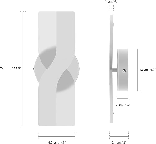 Miniatura 3 de Phenas Aplique de pared LED acrílico moderno de 12 W, 1% a 100%, luz de pared LED de atenuación, decoración de interiores, lámpara de pared LED