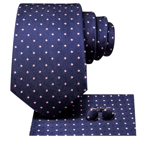 Image of Hi-Tie Mens 70inches Tie Set Extra Long Necktie for Men Cufflinks Handkerchief Big Tall Men Business Wedding