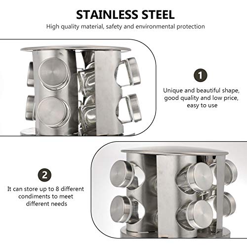 Cabilock Spice Rack Com Frascos 8 Bancada Bancada Cremalheira Do Spice Spice Torre Redonda Cremalhei