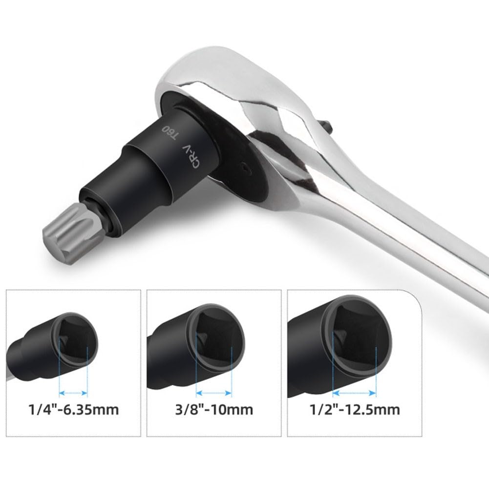 EasyByMall Set di 25 chiavi a bussola Torx ed E, in acciaio legato, punte a stella T8-T60, chiavi Torx esterne Cr-V E4-E22, kit di attrezzi meccanici professionali con custodia