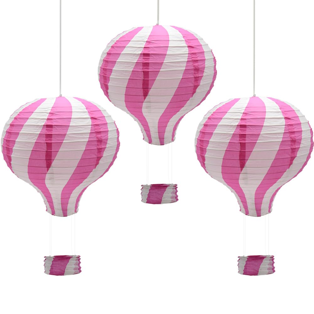 Ceeysee Pink 3Pcs Paper Lanterns 30Cm Paper Lantern Hanging Hot Air Balloon For Birthday Wedding Christmas Decor Halloween Party Decoration (Pink/Rqfns)