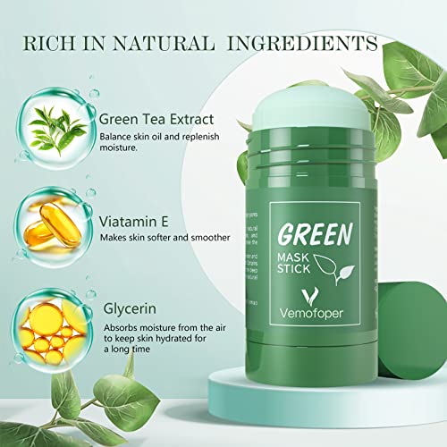 2Pcs Green Tea Mask Stick Poreless Deep Cleanse Mask Stick Blackhead Remover Mask For Face With Green Tea Extract Deep Pore Cleansing Moisturizing Oil Control For All Skin Types Men And Women #TOP2