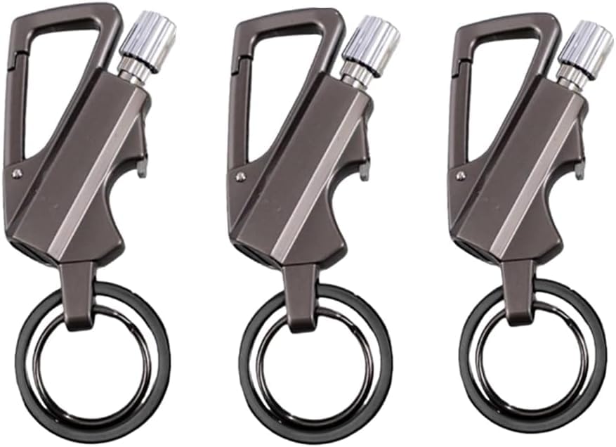 Permanent Match Infinity Lighter,Metal Keychain with Bottle Opene, Reusable Matchstick Strike Lighter, Windproof Survival Camping Gear (Black,3)
