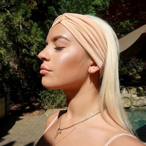 Image of DRESHOW 4 Pack Turban Headbands for Women Wide Vintage Head Wraps Knotted Cute Hair Band Accessories