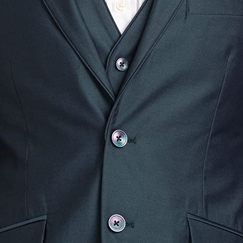 Image of Park Avenue Men's Super Slim Fit Terry Rayon Blend Peak Lapel Jacquard Pattern Full Sleeve Dark Blue Ceremonial Suit