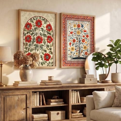 Image of kotart - Pichwai Art Painting for Wall Decoration Wall Poster With frames Traditional Indian Art Madhubani Paintings for Living Room Framed Painting Home Room Bedroom Office Decor Paintings Home Decoration Indian Decor Frames set of 2 (5, (20x30 Inch), Framed)