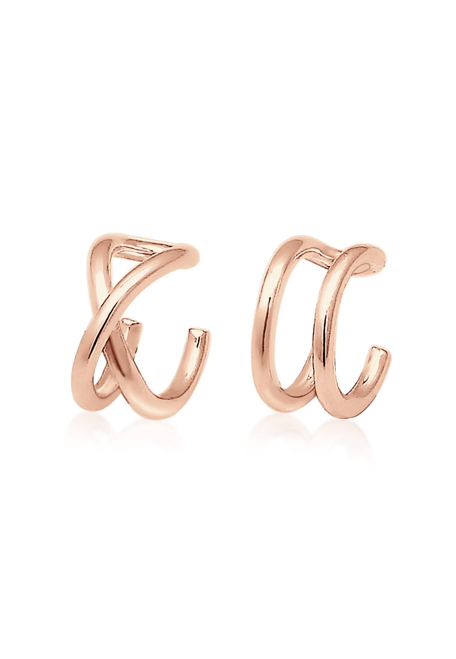 Elli Geo Basic Minimal Women's Ear Cuff Clip Set in 925 Sterling Silver