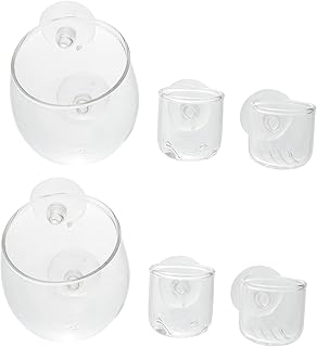 6 Stück Teiliges Aquarium Pflanzenbecher aus Klarem Glas mit Saugnapf Durchsichtige Wasserpflanzen Töpfe mit Permeablen Löchern Geeignet für Aquarien Pflanzenzucht und