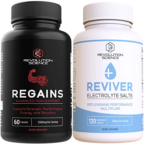 HGH Supplements for Men & Keto Electrolytes Tablets Bundle - Regains Human Growth Hormone for Men & Women, 60 Count | Reviver Salt Tablets Electrolyte Hydration Tablets & Fast, 120 Electrolyte Pills
