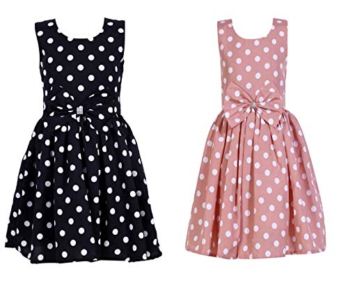 Image of Casual Frock for Baby Girls,Blue Printed and Olive Printed,Pack of 2