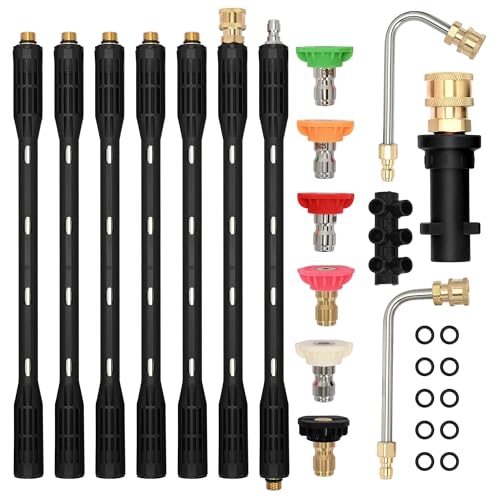 aleawol 10pcs Pressure Washer Extension Wand Set with Adapter Compatible with Karcher K2 K3 K4 K5 K6 K7, 4000 PSI Roof Gutter Cleaning Tool Lance, with 6 Pcs Nozzle Tips, 1/4 Inch Quick Connect aleawol 10pcs Pressure Washer Extension Wand Set with Adapter Compatible with Karcher K2 K3 K4 K5 K6 K7, 4000 PSI Roof Gutter Cleaning Tool Lance, with 6 Pcs Nozzle Tips, 1/4 Inch Quick Connect