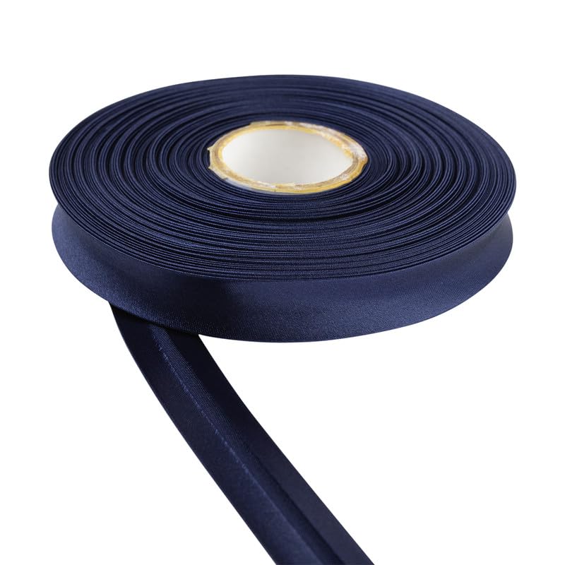 Satin Bias Binding Tape for Bunting Craft Art Piping Hemming Binding Seams Finishing Raw Edges DIY Garment and Trimming Sewing Quilting Apparel Decoration (Navy Blue,25m)