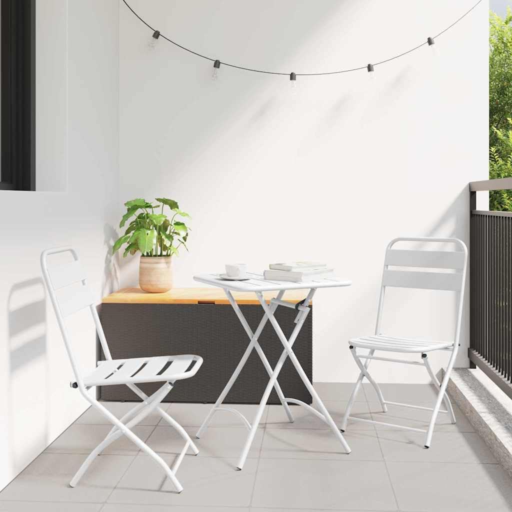 Set Bistrot Pieghevole 3 Pezzi Bianco Acciaio