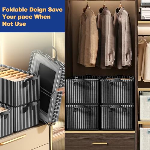 Image of CoolLeaf SB-S2 Wardrobe Organizer for Clothes with Metal Frame, Extra Large Clothes Organiser for Wardrobe, Durable 600D Oxford Fabric Cupboard Organizer for Clothes Pants Shirt Saree(27Ltr*2, Stripe)