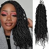 Spring Twist Crochet Hair Soft Curly Ends Pre-twisted Bomb Twist Hair Extensions(14inch,#1B,6pcs)