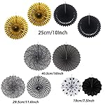 ZERODECO Party Decorations, 41 Pcs Black and Gold Papar Fans Pompoms Garlands String Tissue Paper Tassel for Graduation Congrats Grad New Years Wedding Birthday Party - Image 4