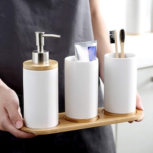 Miniatura 3 de Ochine Bandeja redonda de madera para servir, soporte para molino de pimienta y sal y descanso, se adapta a muchos molinos y cocteleras, soporte de