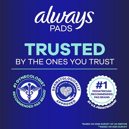 Image of Always Maxi Overnight Feminine Pads with Wings for Women, Size 4, Overnight Absorbency, Unscented, Up to 100% Leak-Free Protection, 48 Count