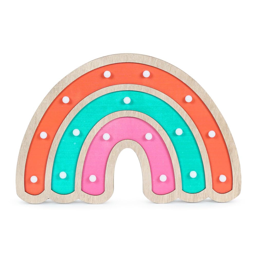 Valuelights Rainbow | Kids Wooden Table Lamp Battery Powered, Wall/Table Nursery Bedroom Night Light | Table Lamps & Home Improvements Essential