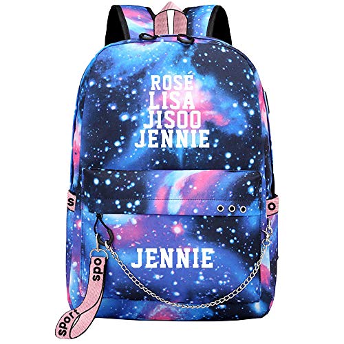 Blackpink Mochila Casual Starry Sky School Bags Cadena de Moda Decoración con Puerto