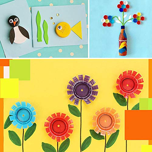 Awgusu Pack Of 100 Assorted Colors Plastic Bottle Caps For Diy Craft Scrapbook thumb #3