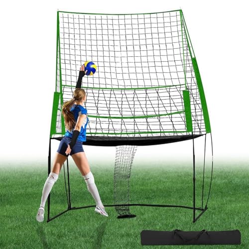 高さ調節とボールリターン機能付きバレーボールトレーニング器具、11x8フィートの練習用具ネット、シューティングとサーブ用、屋外と屋内のバレーボールネット、裏庭、ビーチ、中庭用(Green)