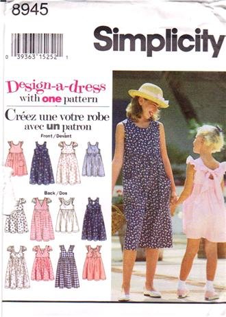 Patron Simplicity 8945 robe fille robe personnalisable taille 3-6 ans