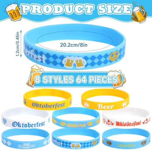 Image of JUNEBRUSHS 64pcs Oktoberfest Party Favors Silicone Bracelets Bulk
