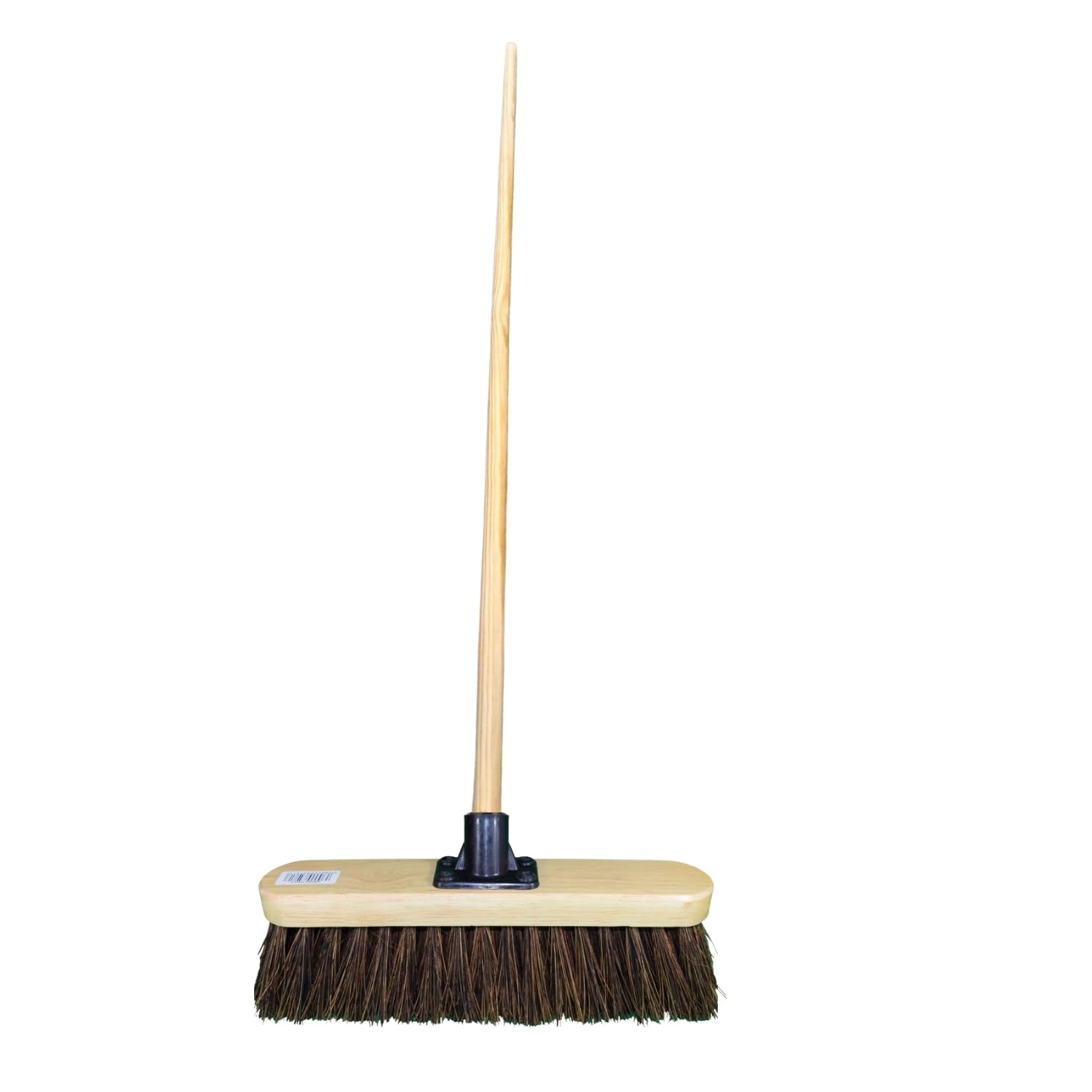 HOMESHOPA 12 Inch Stiff Bass Varnish Indoor Outdoor Sweeping Broom Head with Handle, Heavy Duty Cleaning Brush for Any Surface Wooden Floor Decking and Paving Slabs