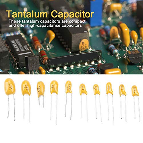 100pcs 16V Voltage 1uF-100uF Tantalum Capacitors Set Assorted Kit with Box for Electronic Professionals or Enthusiasts